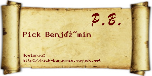 Pick Benjámin névjegykártya